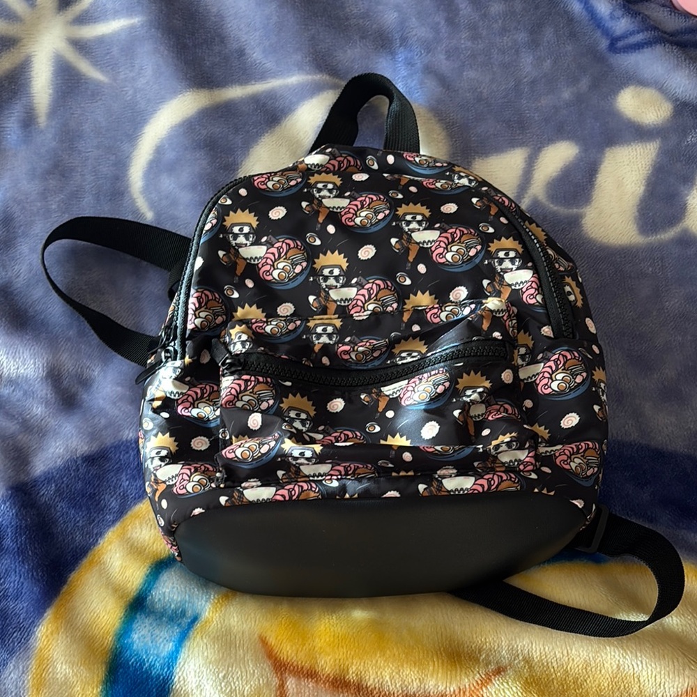 Black Backpack with Anime Print